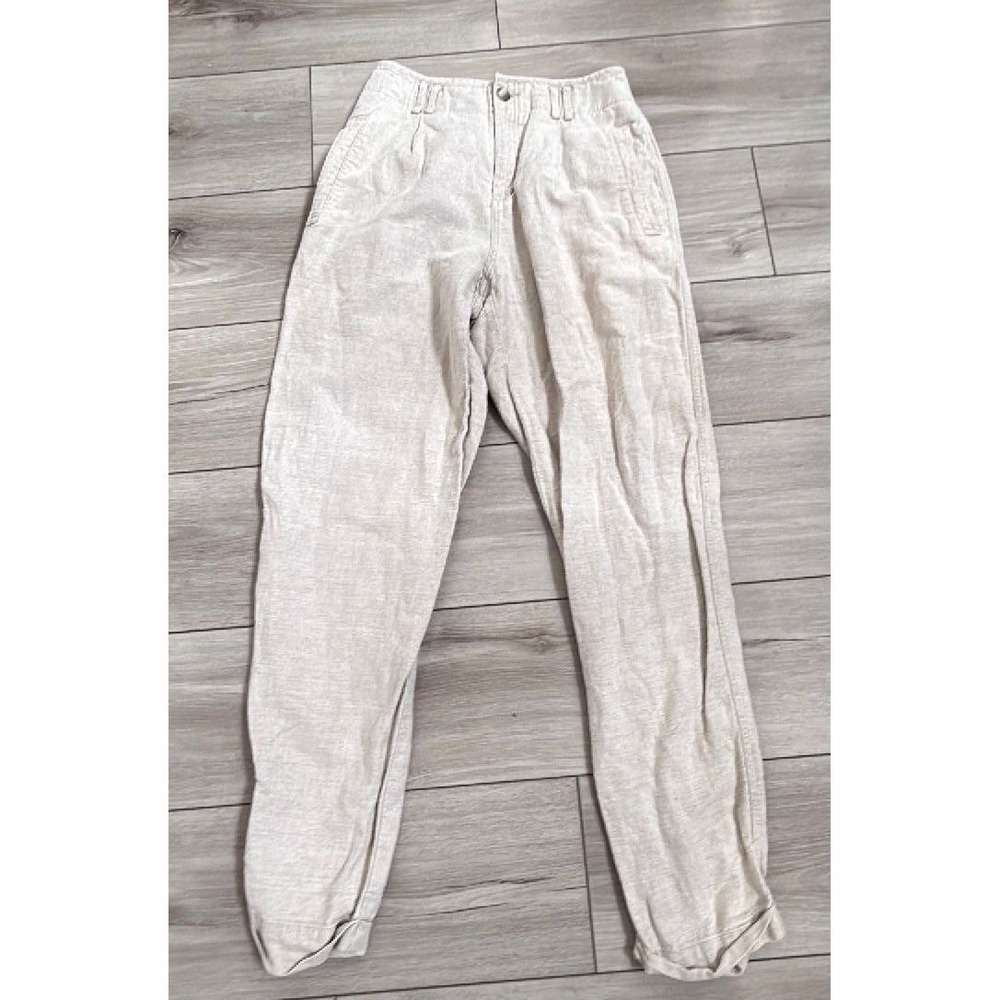 Liz Claiborne Lizwear Linen Blend Pants Women's Size 4 Beige Tapered